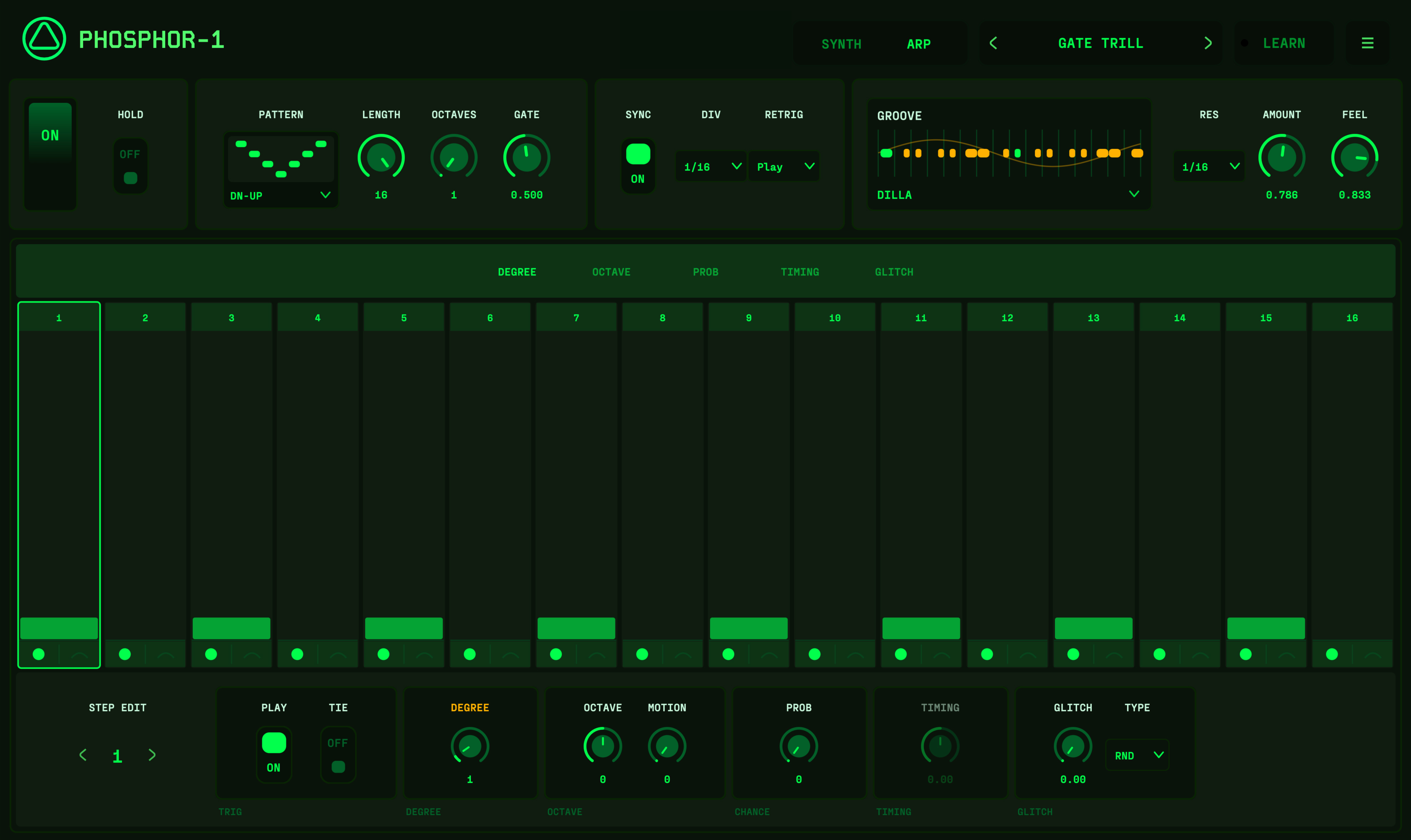 OA-Phosphor-1 generative arpeggiator and step sequencer