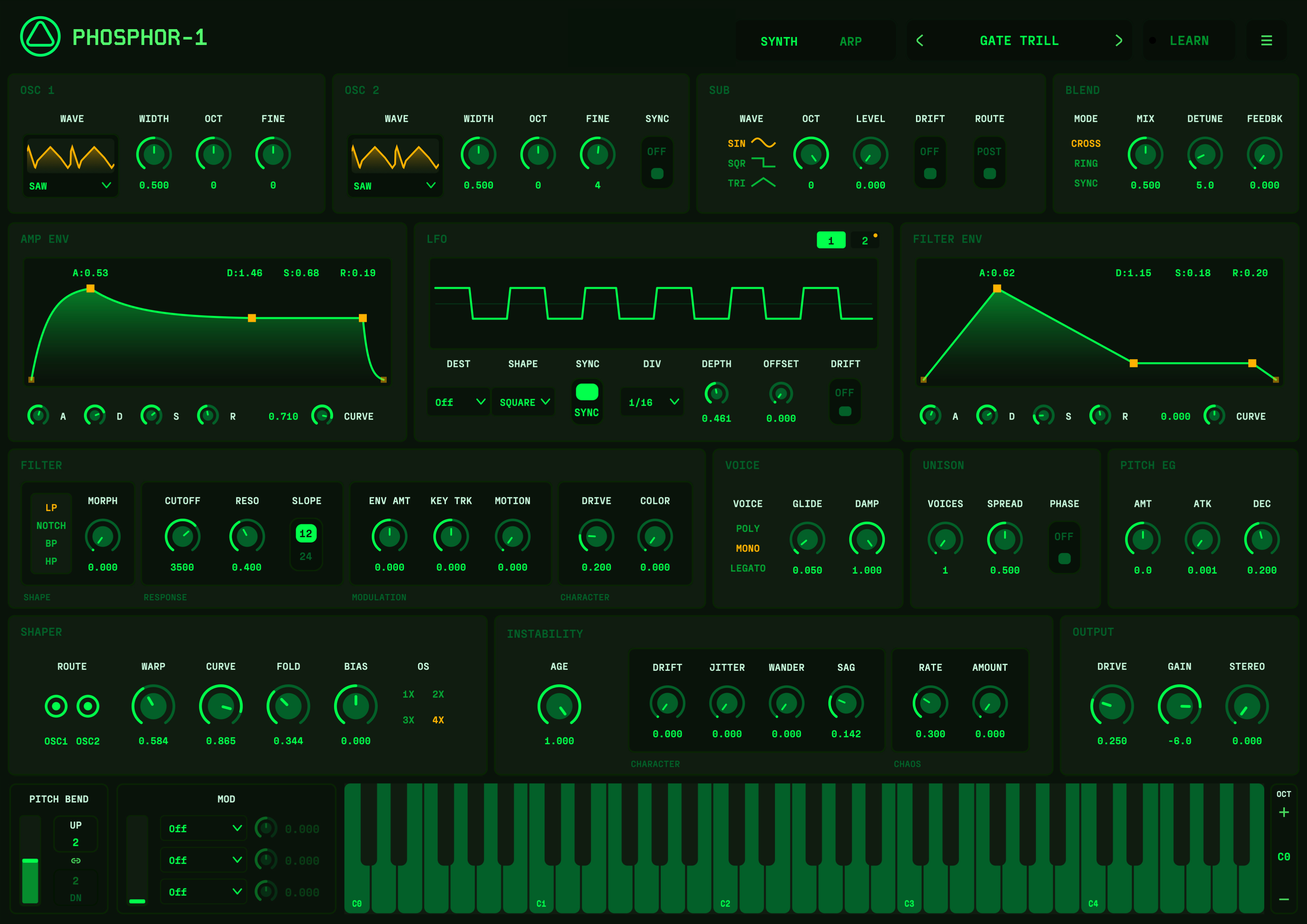 The OA-Phosphor-1 synthesizer interface
